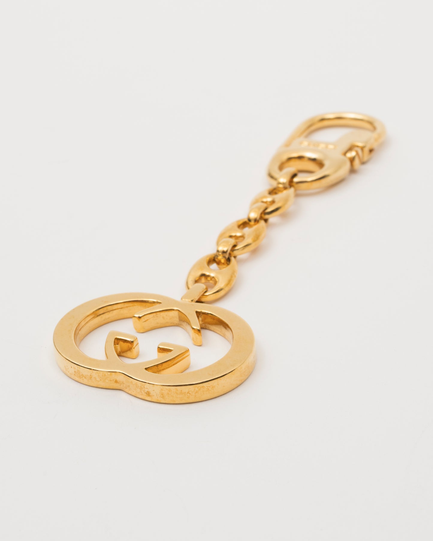 70s/80s GUCCI Gold GG Interlocking Keychain w/Box