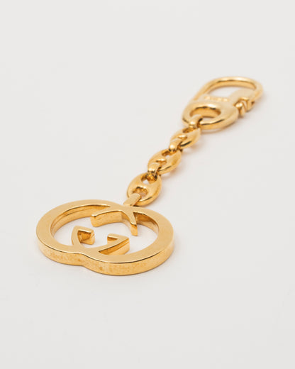 70s/80s GUCCI Gold GG Interlocking Keychain w/Box