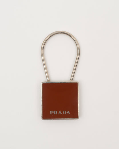 90s PRADA Brown Square Key/Bag Charm