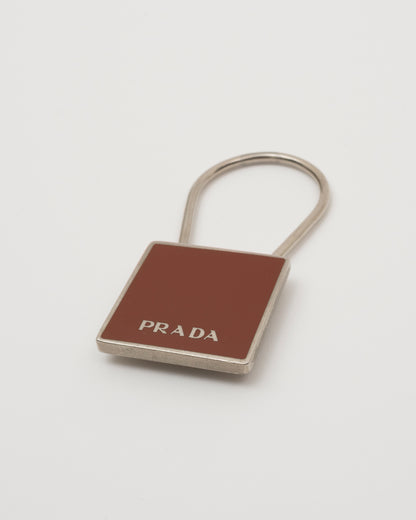 90s PRADA Brown Square Key/Bag Charm