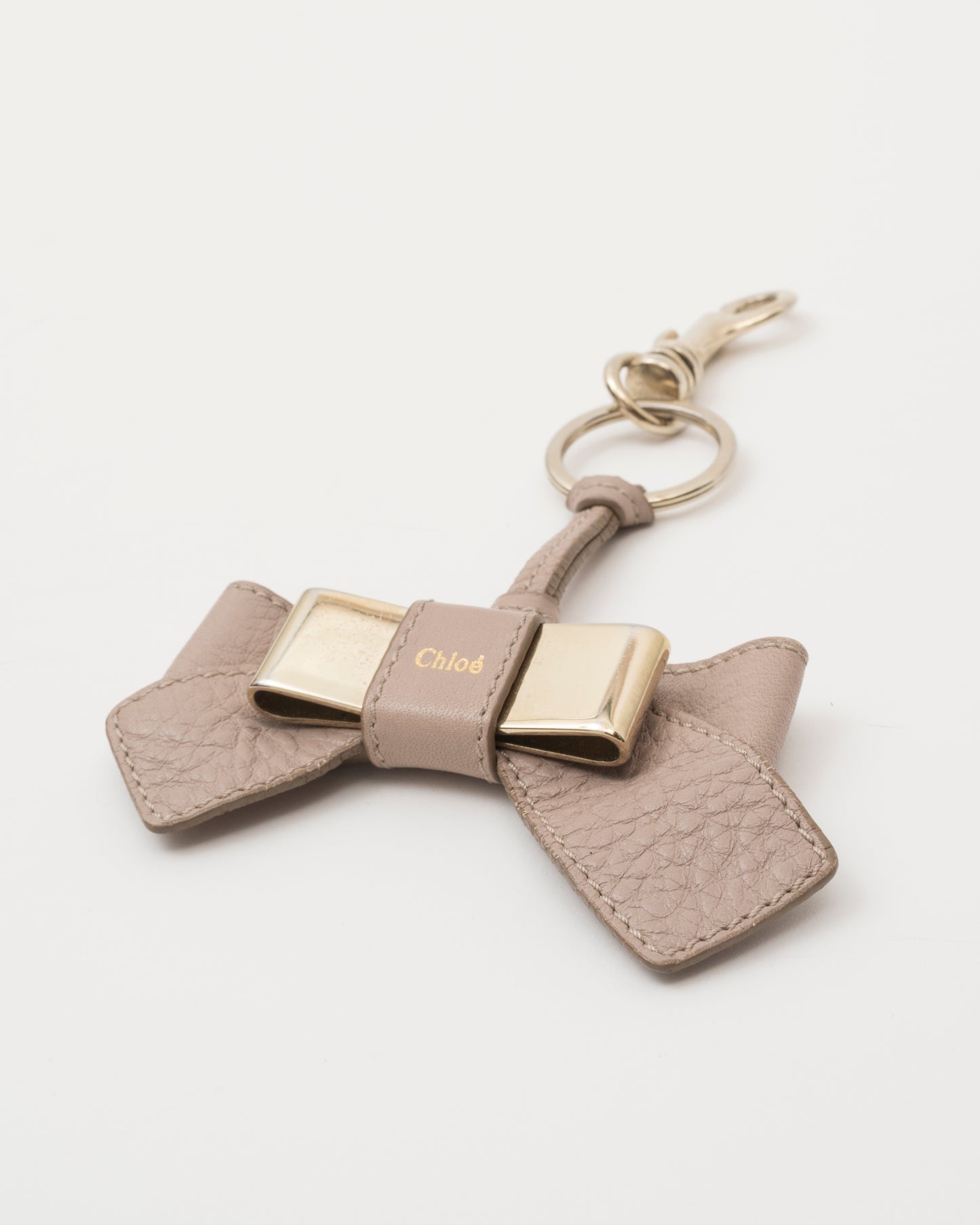 2000s CHLOE Taupe Bow Leather Key/Bag Charm