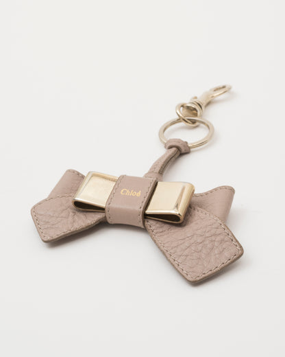 2000s CHLOE Taupe Bow Leather Key/Bag Charm
