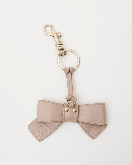 2000s CHLOE Taupe Bow Leather Key/Bag Charm