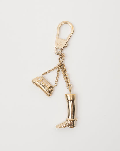 90s GUCCI Tom Ford Era Gold Boot & Bag Key/Bag Charm