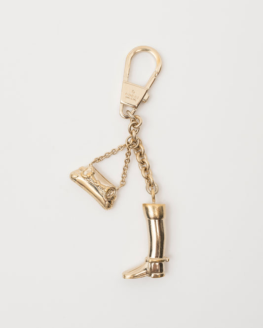 90s GUCCI Tom Ford Era Gold Boot & Bag Key/Bag Charm