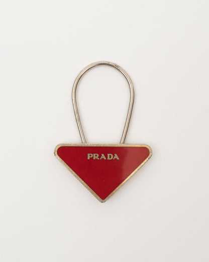 90s PRADA Red Triangle Key/Bag Charm