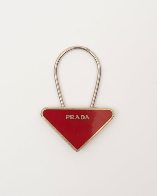 90s PRADA Red Triangle Key/Bag Charm