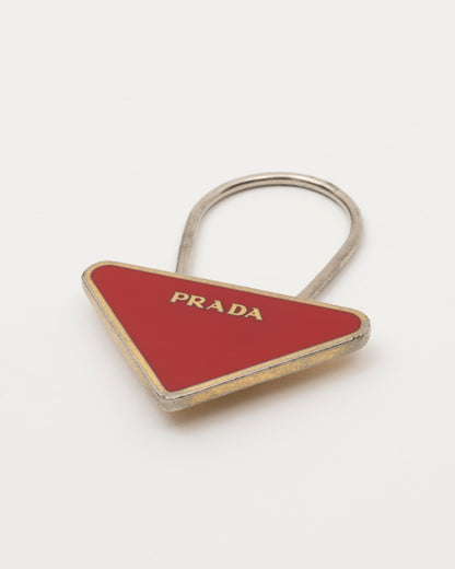 90s PRADA Red Triangle Key/Bag Charm
