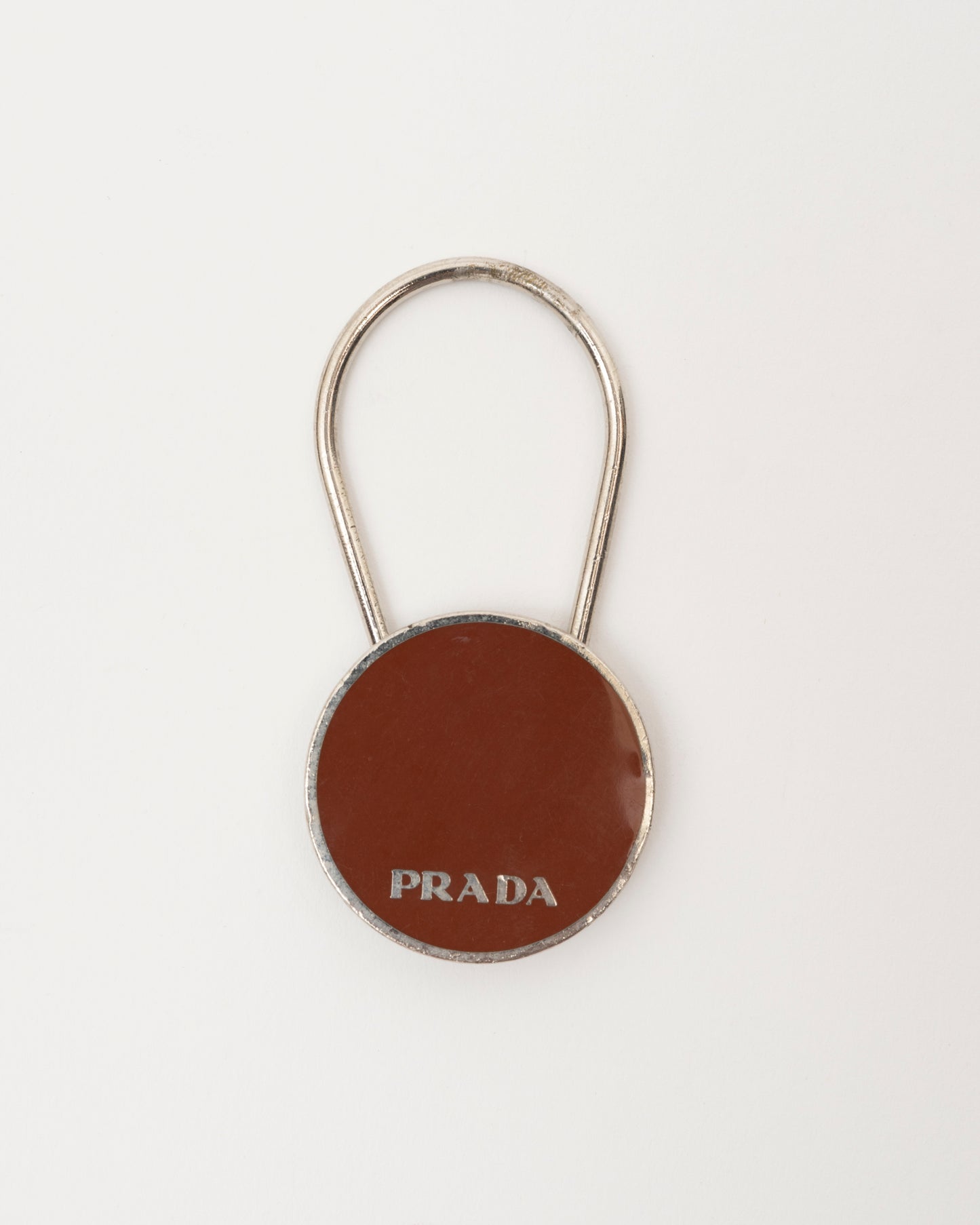 90s PRADA Brown Round Key/Bag Charm