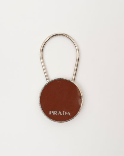 90s PRADA Brown Round Key/Bag Charm