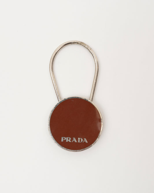 90s PRADA Brown Round Key/Bag Charm