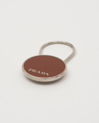 90s PRADA Brown Round Key/Bag Charm