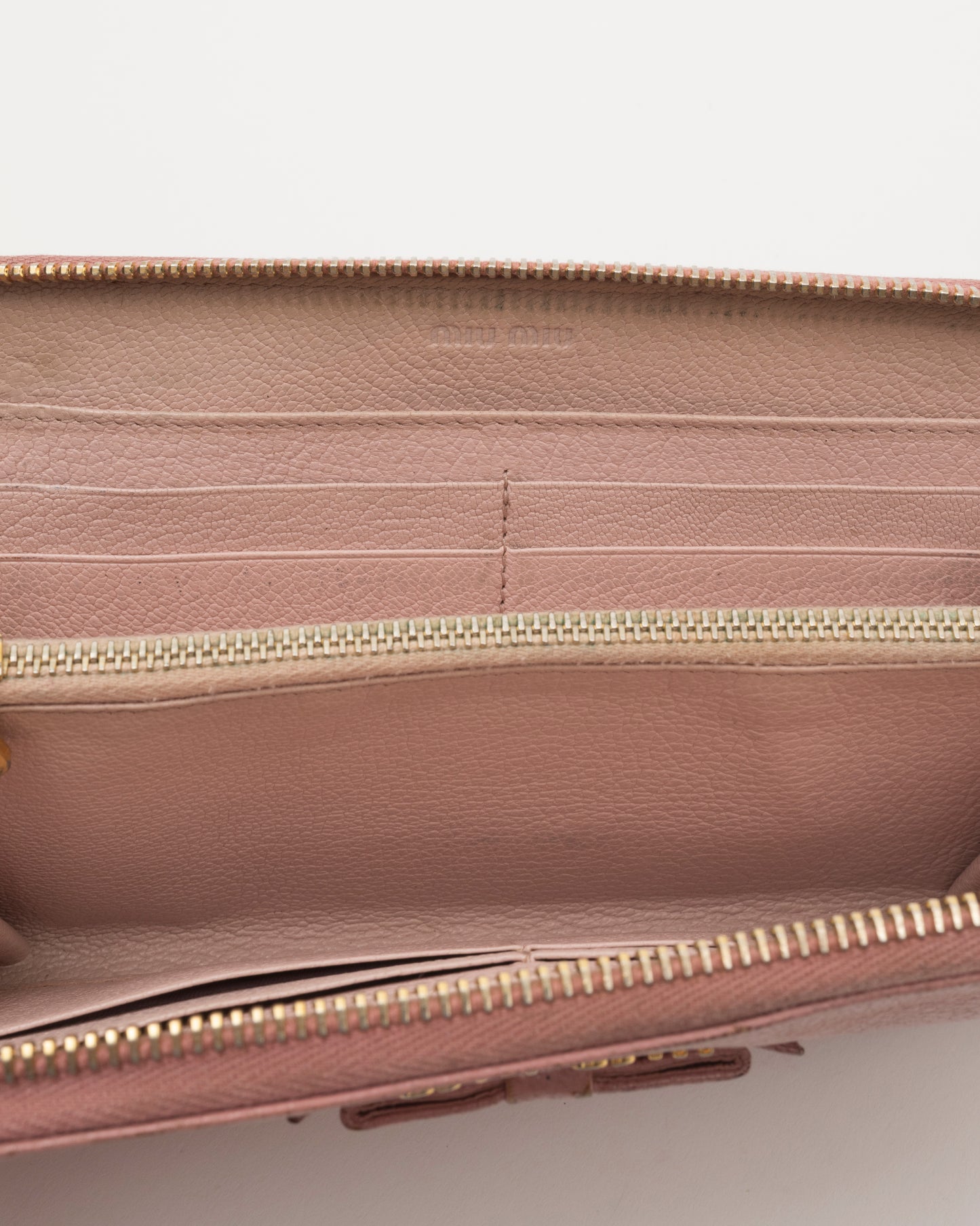 2000s MIU MIU Pink Leather Bow Long Wallet