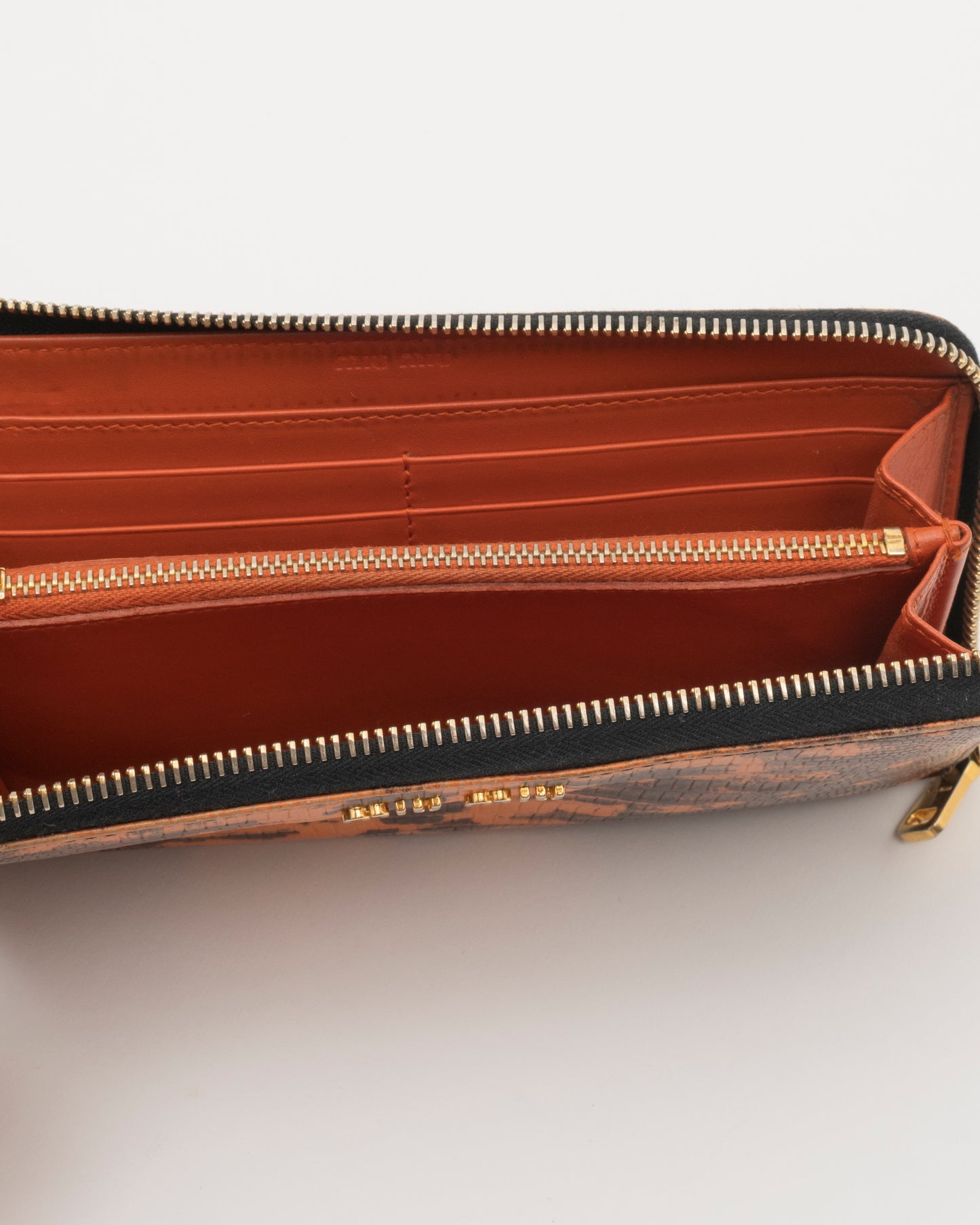 2000s MIU MIU Croc-Embossed Orange Wallet