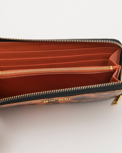 2000s MIU MIU Croc-Embossed Orange Wallet