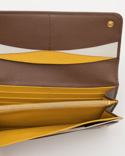 2000s PRADA Brown Saffiano Leather Wallet