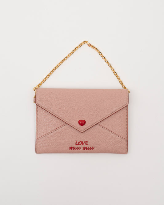 2000s MIU MIU Pink Love Letter Envelope Mini Bag