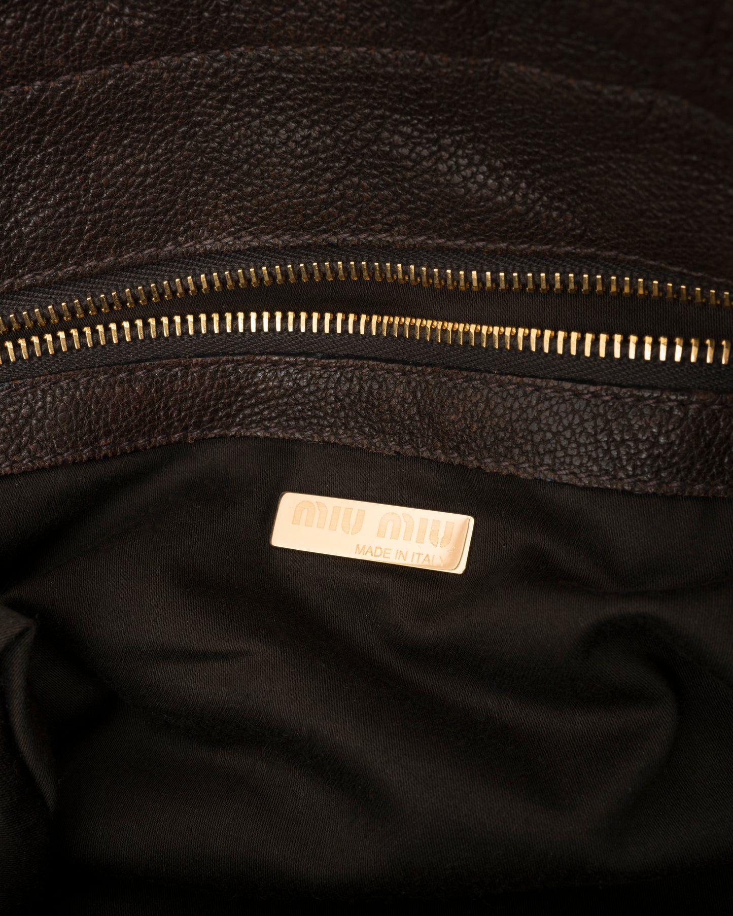 90s Rare MIU MIU Brown Wool & Leather Internal Kiss Lock Bag
