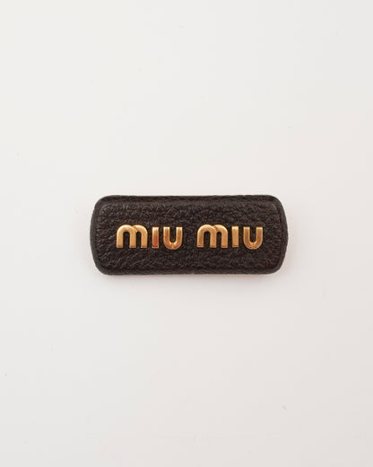 90s Rare MIU MIU Brown Wool & Leather Internal Kiss Lock Bag