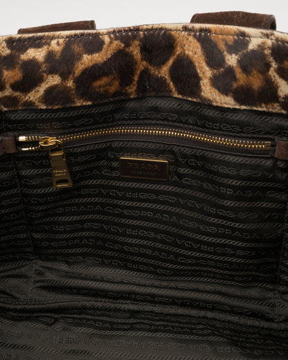 2003 PRADA Leopard Print Cavallino Pony Hair Bag