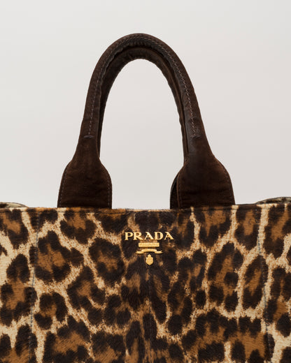 2003 PRADA Leopard Print Cavallino Pony Hair Bag