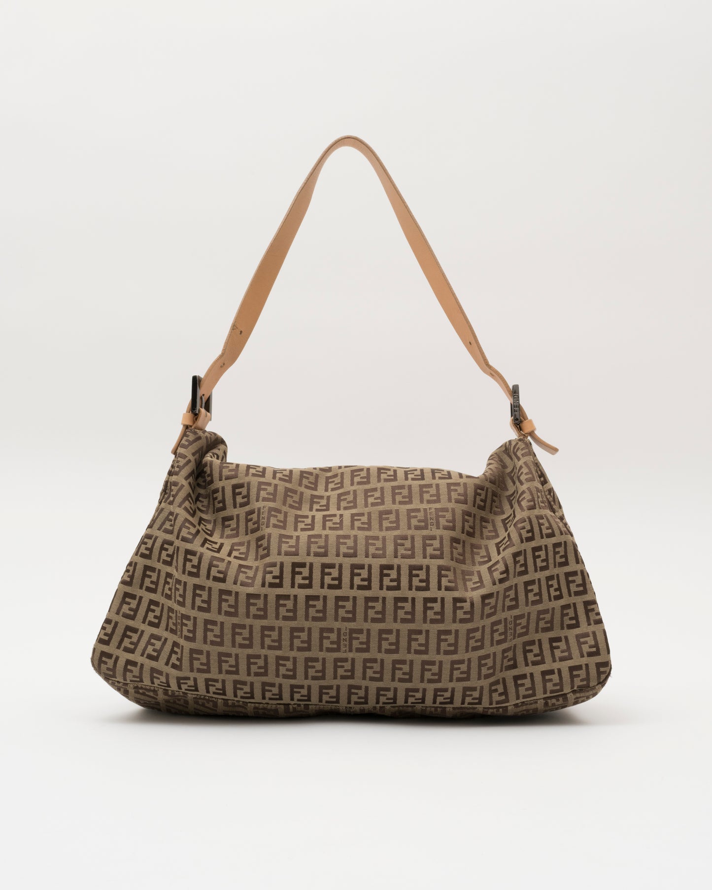2000s FENDI Beige Zucchino Canvas Mamma Baguette Shoulder Bag