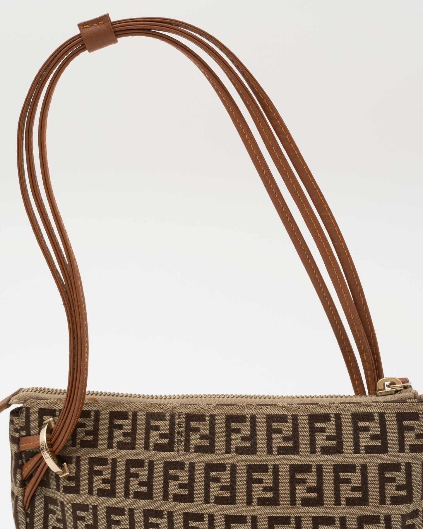 90s FENDI Zucchino FF Canvas Triple Strap Mini Baguette Bag