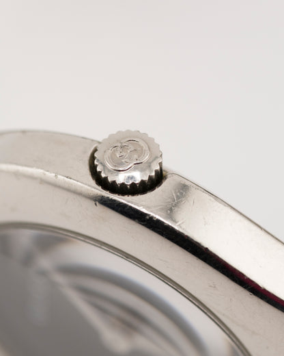 90s GUCCI 6700L Silver Buckle Watch w/ Black Dial