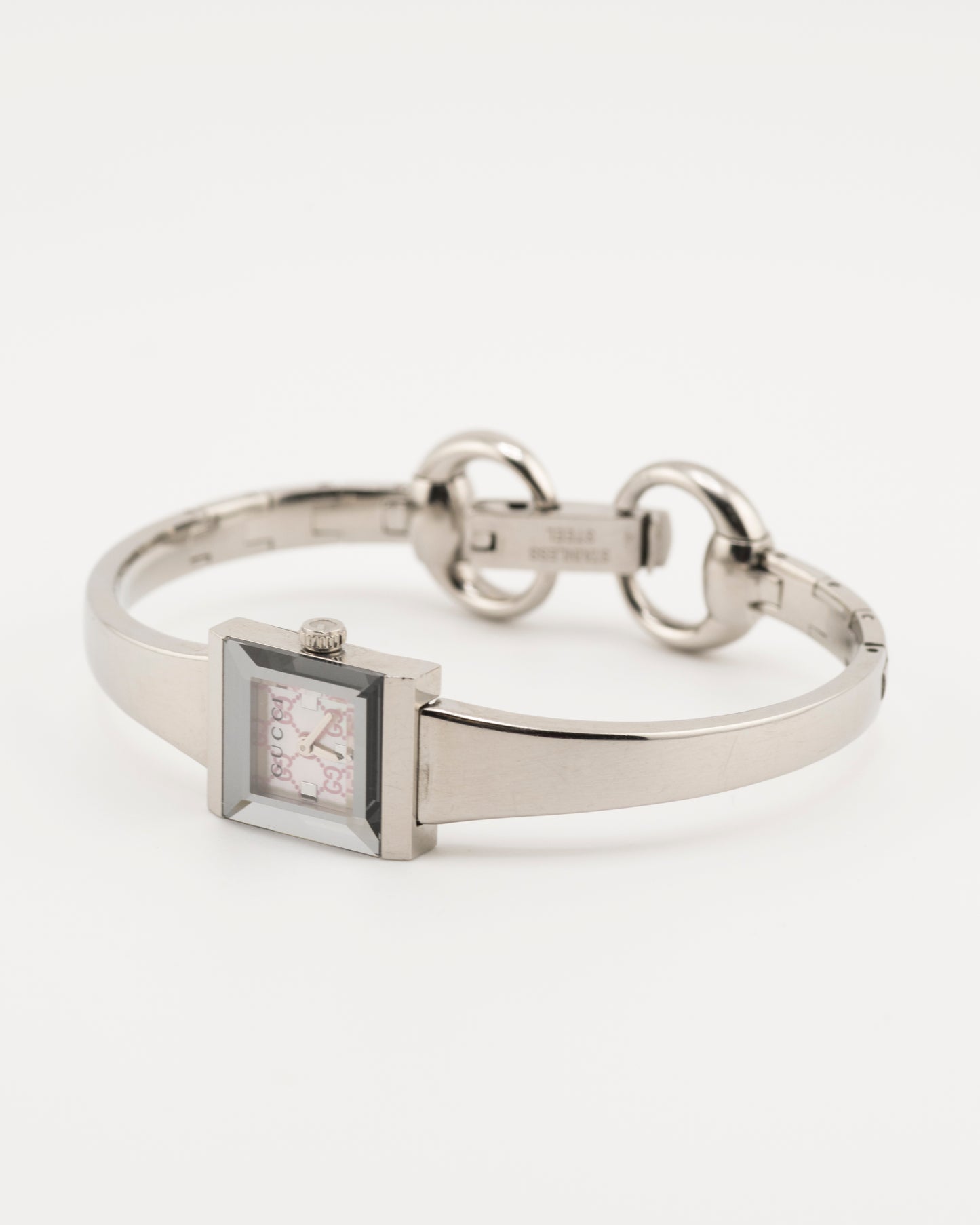2000s GUCCI 128.5 Silver GG Monogram Bangle Watch