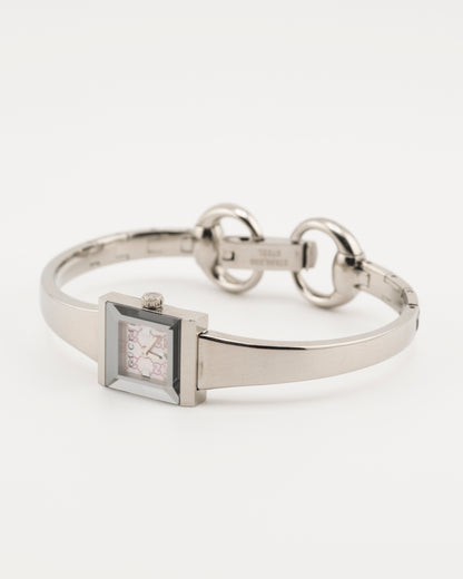 2000s GUCCI 128.5 Silver GG Monogram Bangle Watch