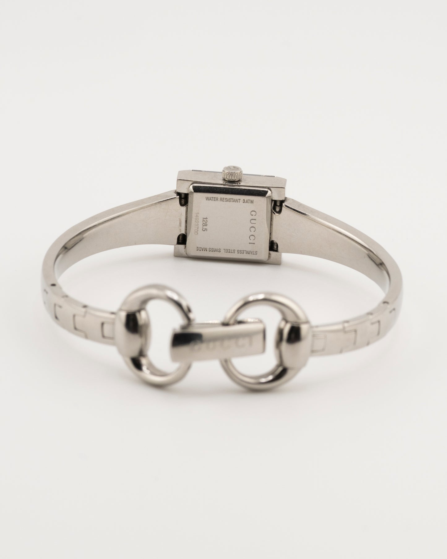 2000s GUCCI 128.5 Silver GG Monogram Bangle Watch