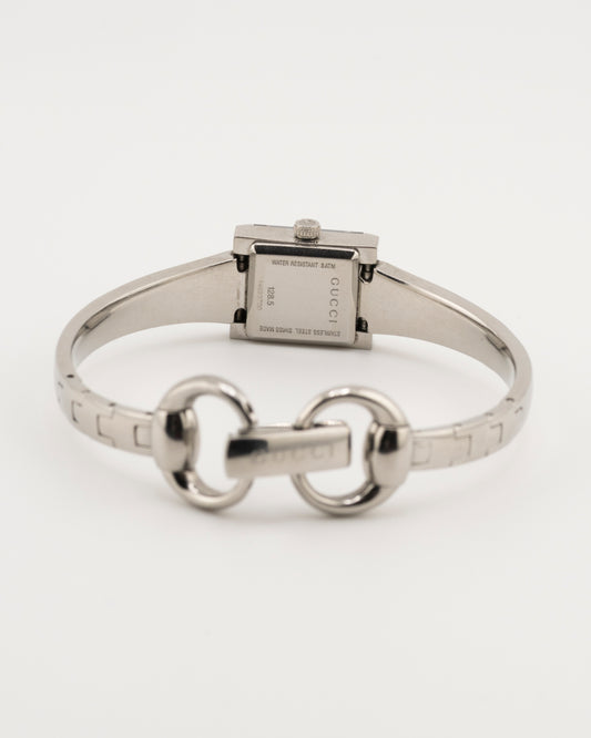 2000s GUCCI 128.5 Silver GG Monogram Bangle Watch