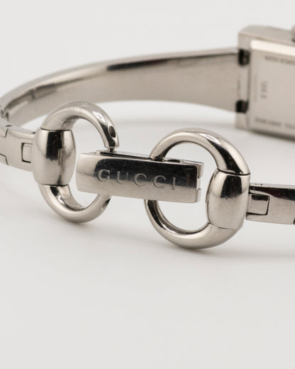 2000s GUCCI 128.5 Silver GG Monogram Bangle Watch