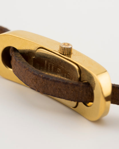 2000s GUCCI 6100L Gold Brown Wrap Watch