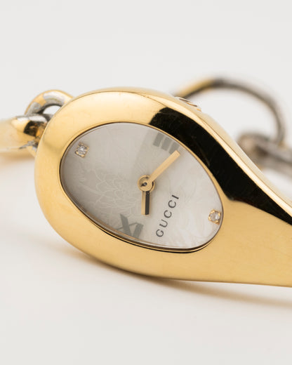 2000s GUCCI 103 Gold Flora Diamond Horsebit Watch