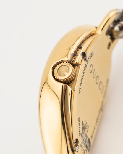 2000s GUCCI 103 Gold Flora Diamond Horsebit Watch