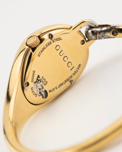 2000s GUCCI 103 Gold Flora Diamond Horsebit Watch