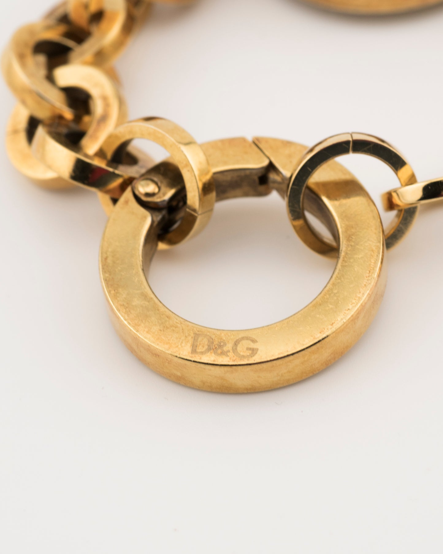 2000s D&G Gold Crystal Chain Bracelet Watch