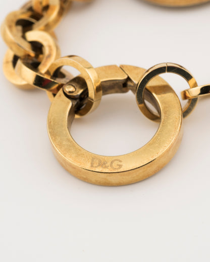 2000s D&G Gold Crystal Chain Bracelet Watch