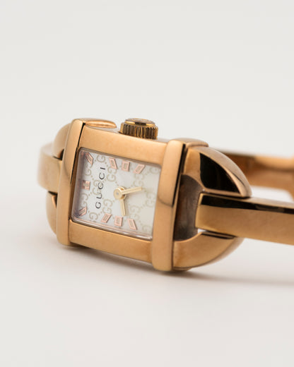 90s GUCCI 6800L Mother of Pearl GG Dial Bronze Bangle Watch
