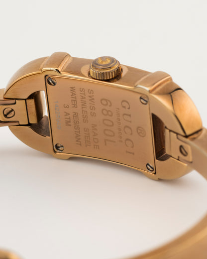 90s GUCCI 6800L Mother of Pearl GG Dial Bronze Bangle Watch