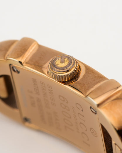 90s GUCCI 6800L Mother of Pearl GG Dial Bronze Bangle Watch