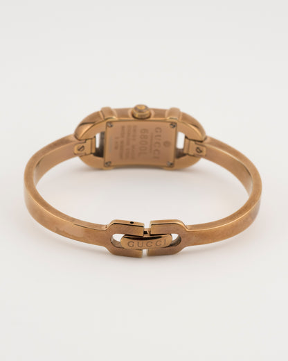 90s GUCCI 6800L Mother of Pearl GG Dial Bronze Bangle Watch