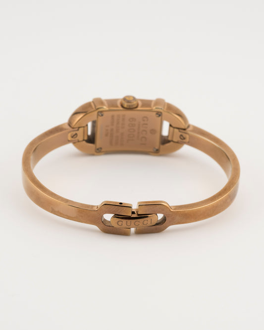 90s GUCCI 6800L Mother of Pearl GG Dial Bronze Bangle Watch