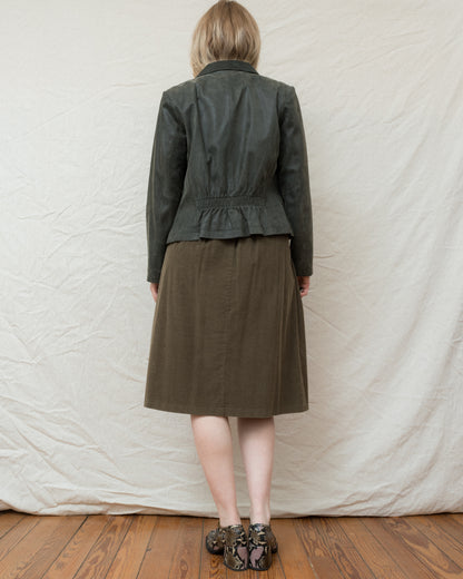 Vintage Olive Leather Jacket (S/M)