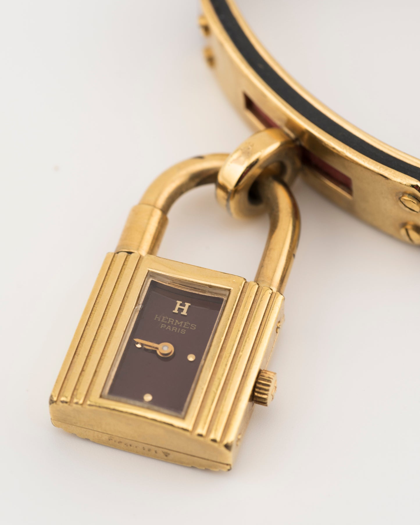 90s HERMES Kelly Maroon Padlock Watch
