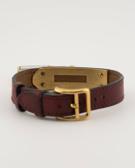 90s HERMES Kelly Maroon Padlock Watch