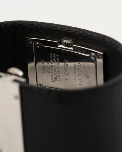 90s GUCCI 7800L Leather Cuff Watch