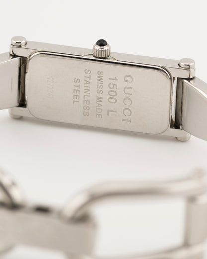 2000s GUCCI 1500L Pink Mother of Pearl Silver Bangle Watch | Small