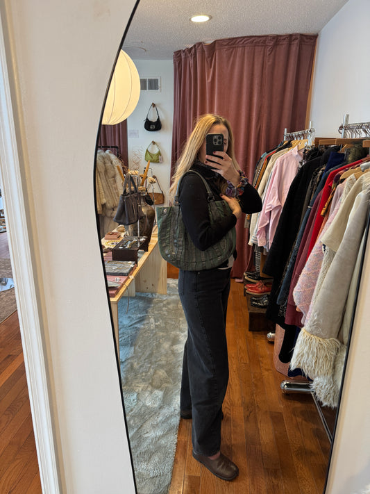 CC VTG PRADA Tessuto Green + Grey Waves Bag